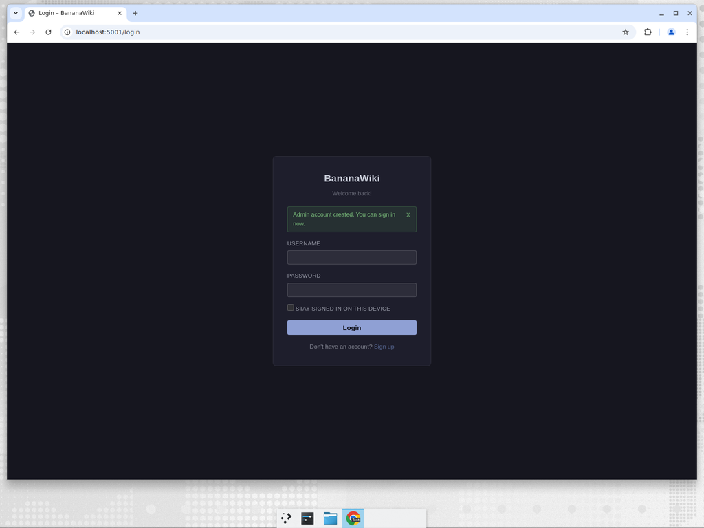 BananaWiki login page
